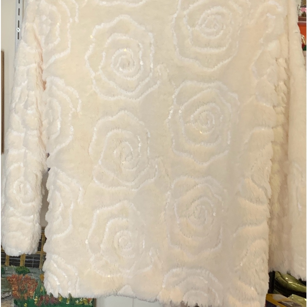 JM Collection White Sequined Jacket - Picture 6 of 6